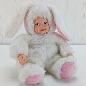 Vintage Anne Geddes Baby Bunnies Bean Filled Collection Vinyl Face Plush White